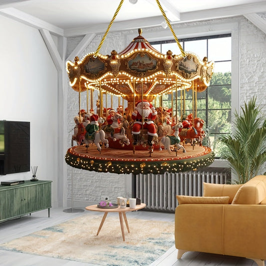 Santa Claus Carousel Acrylic Sun Catcher –  Hanging Decor-1