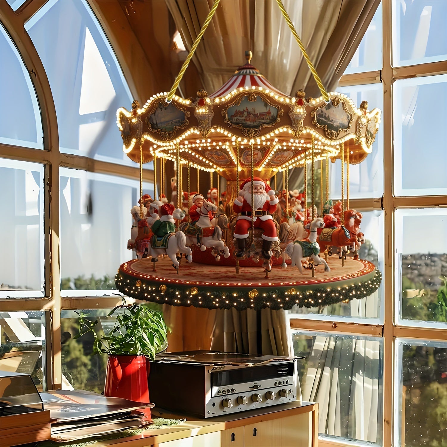 Santa Claus Carousel Acrylic Sun Catcher –  Hanging Decor-3