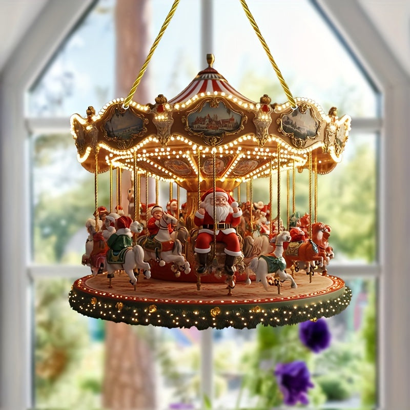 Santa Claus Carousel Acrylic Sun Catcher –  Hanging Decor-4