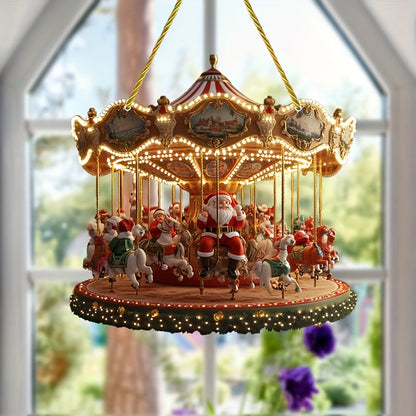 Santa Claus Carousel Acrylic Sun Catcher –  Hanging Decor-4