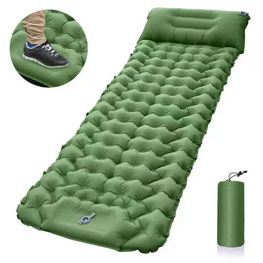 Outdoor Inflatable Sleeping Pad with Pillows - Ultralight Camping Mat-0