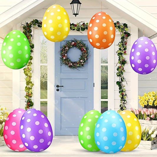 Set of 6 Multicolored Polka Dot Inflatable Easter Eggs-1